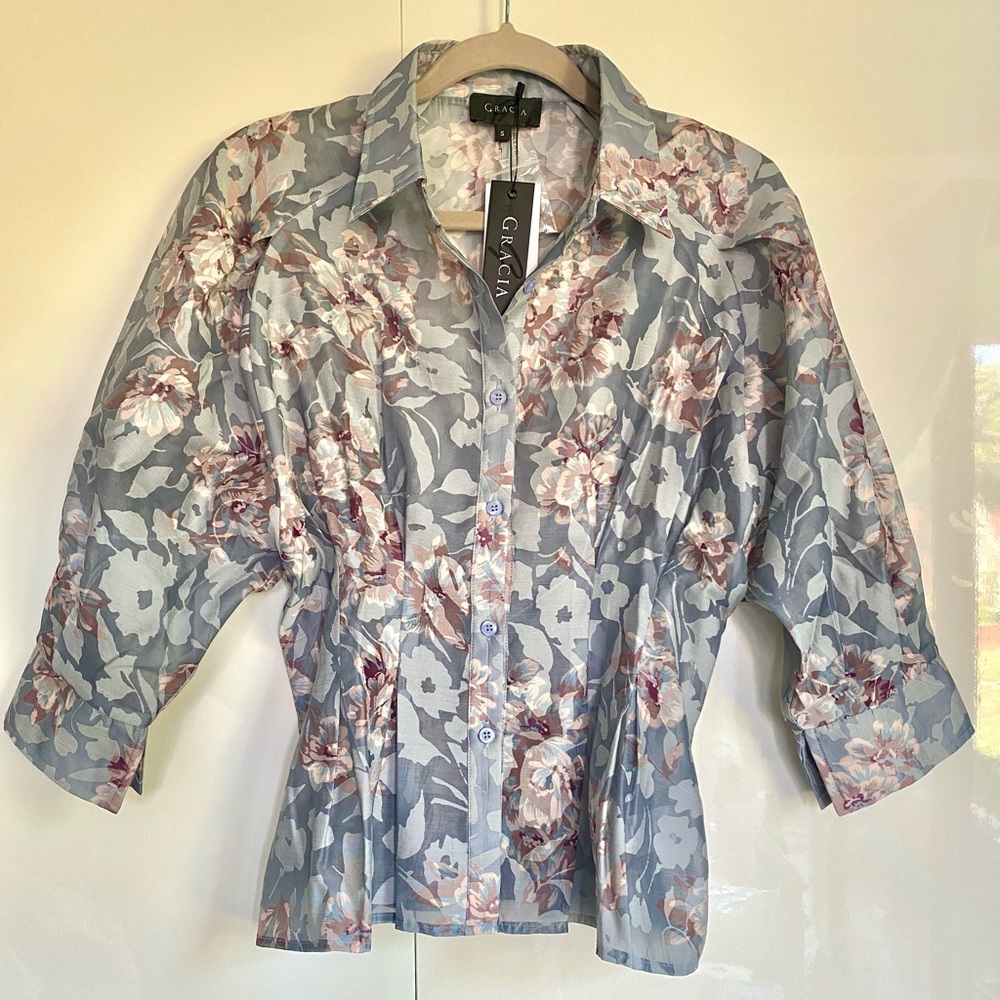 Gracie See Through Floral Print Blouse S